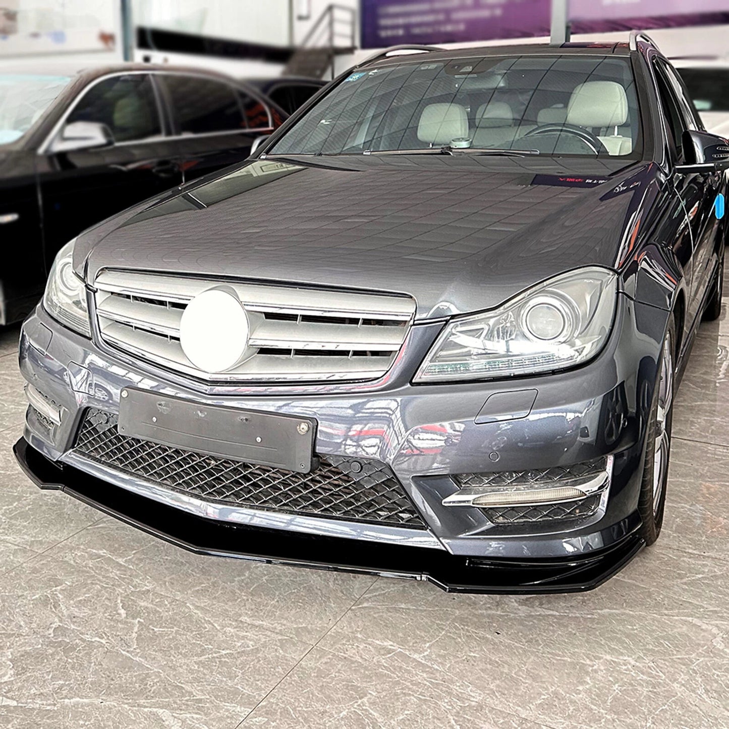 Front Spoiler Lip Splitter for Benz W204 S204 AMG Line (2011-2014) Black