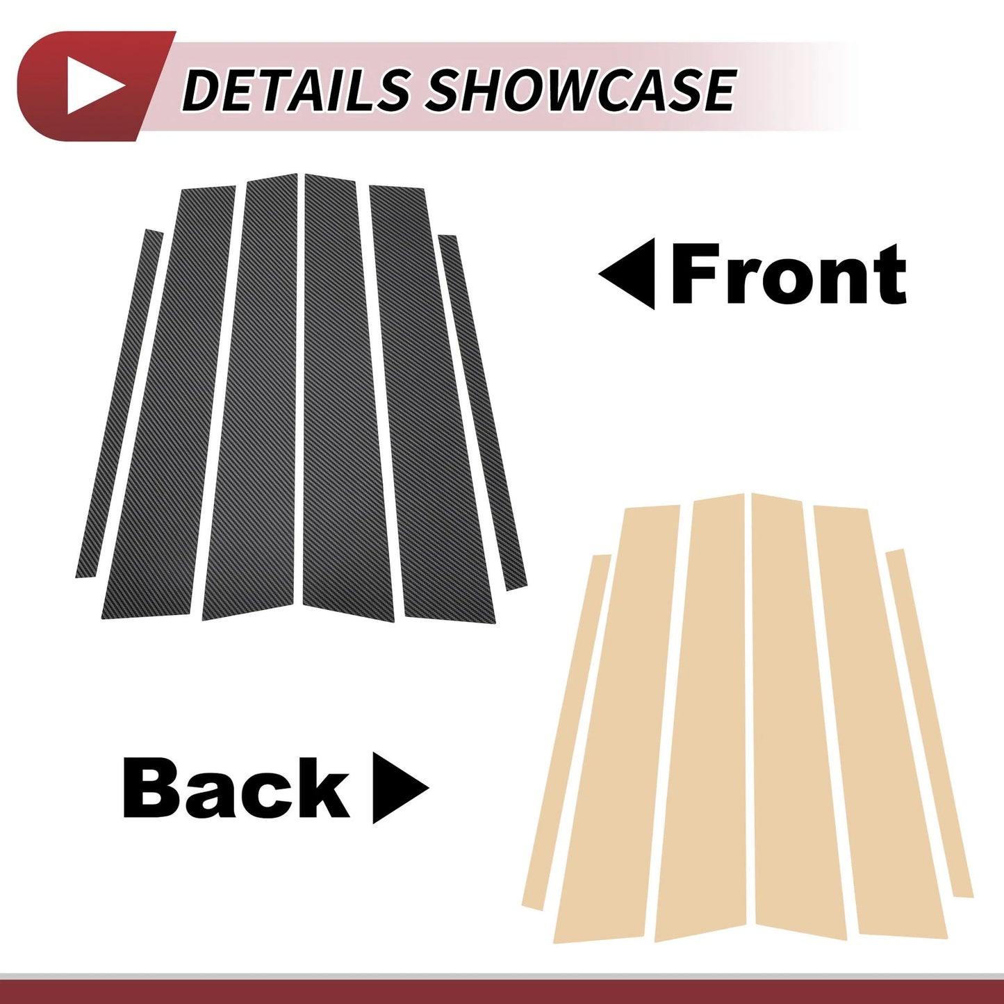 6 x Door Window Trim for Infiniti G35 (2003-2006) Carbon Fiber Black
