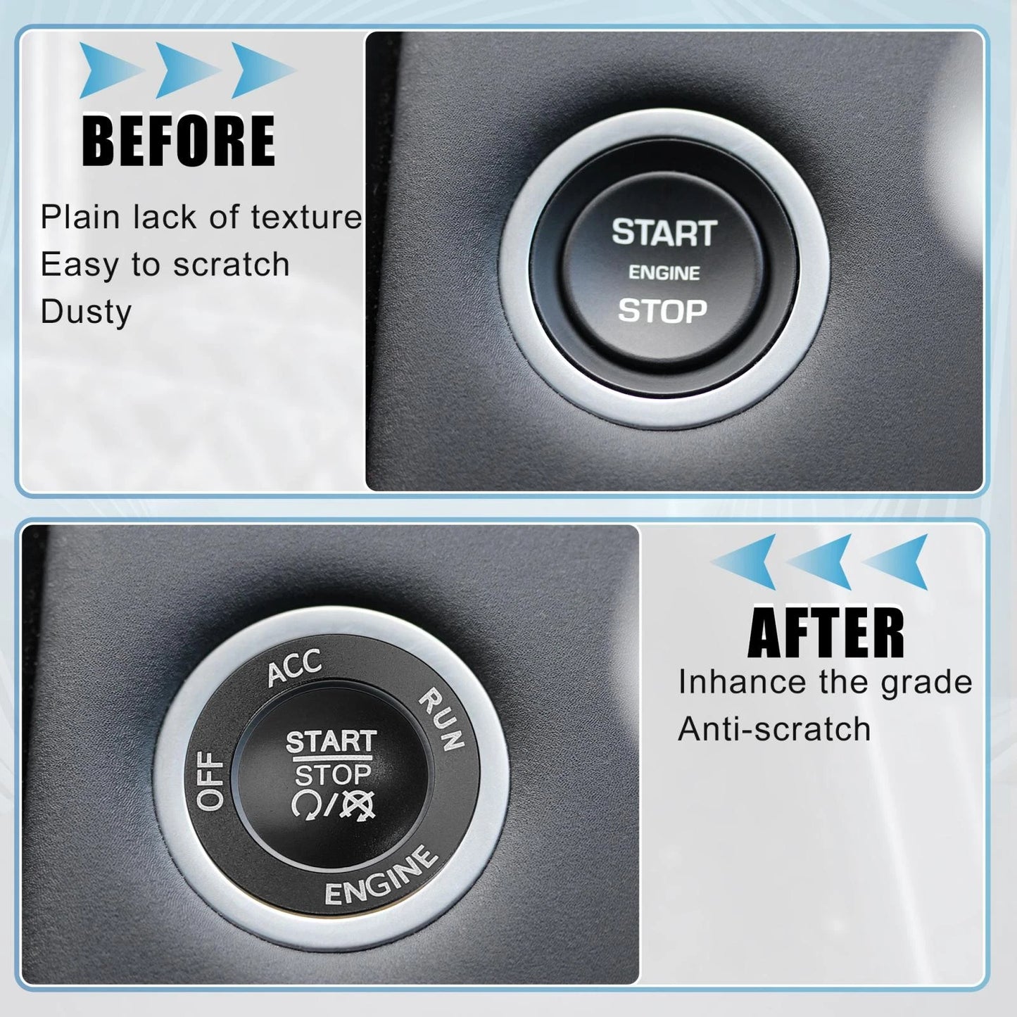 Push Start Button Cover Kit for Dodge Charger Challenger Black