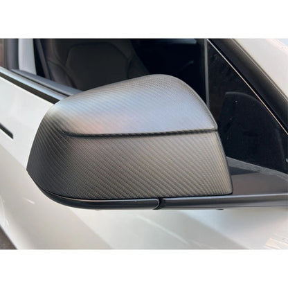 Matte Carbon Fiber Add-on Side Mirror Cover Caps for Tesla Model Y Juniper 2025