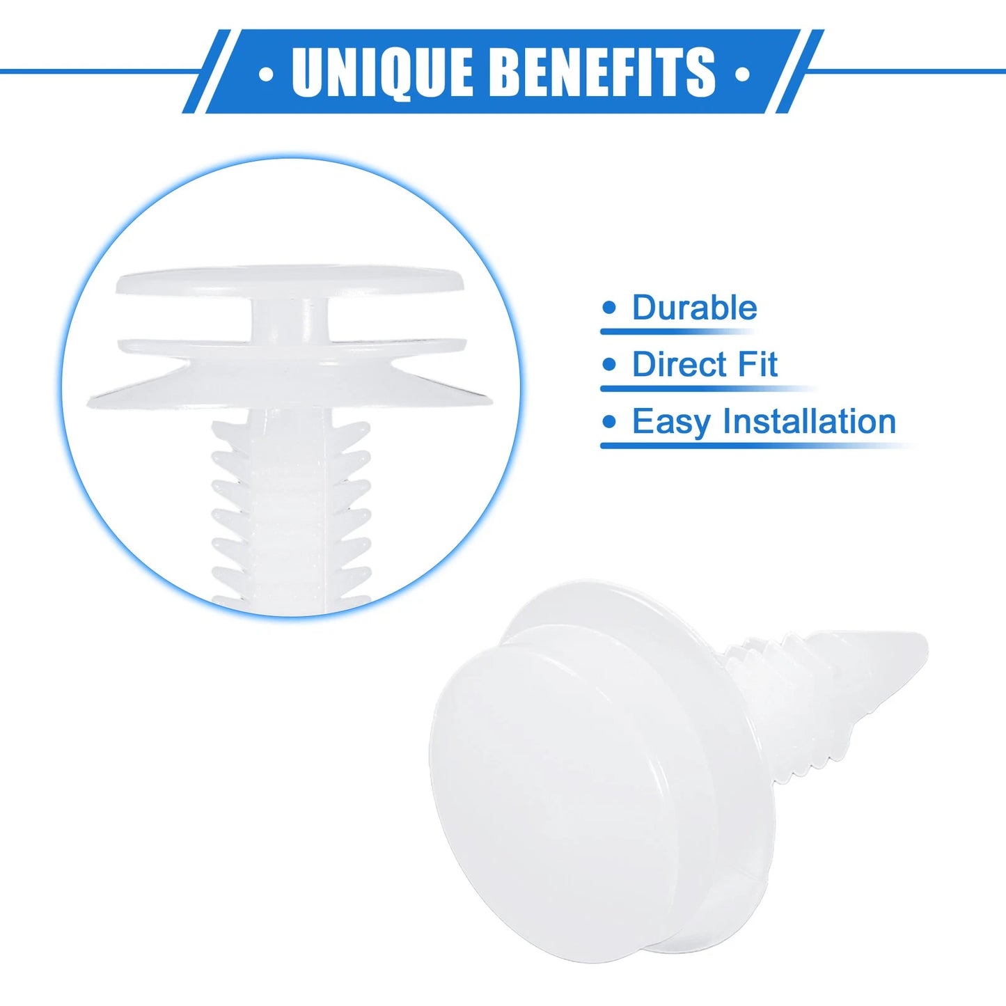 10Pcs Door Trim Panel Retainer Clip Fastener Rivet for Buick White