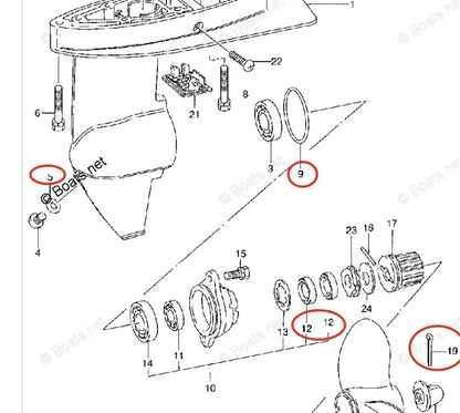 Lower Unit Oil Seal Kit for Suzuki 2-Stroke 4/5HP Models