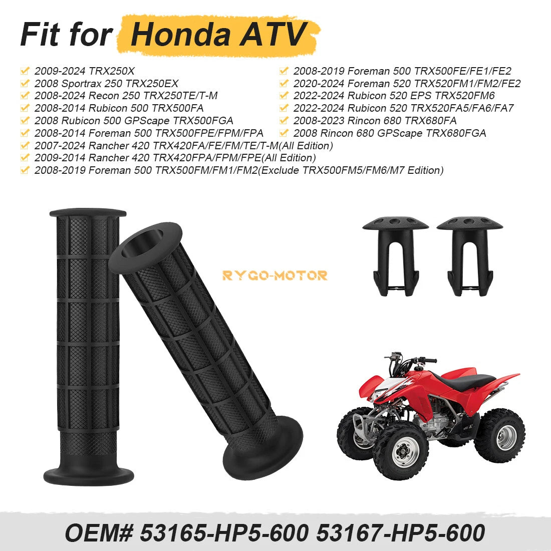 End Handlebar Grips w/ Guards for Honda Rancher 420 TRX420 (2007–2024)