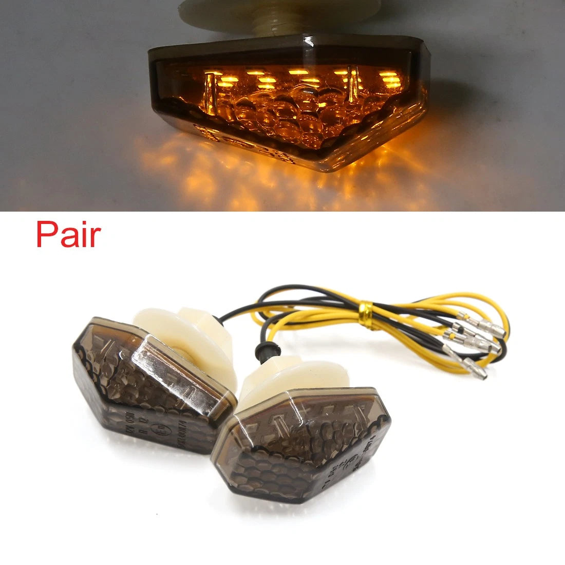 Pair Yellow Rear Turn Signal Indicator Light for Suzuki GSXR 600 750