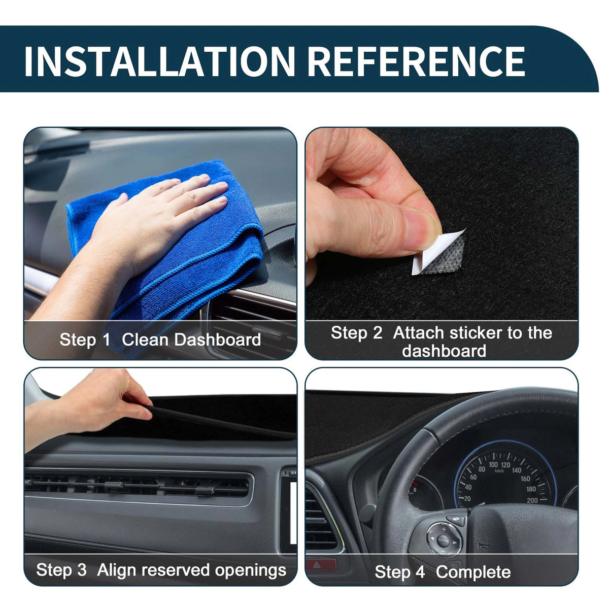 Dashboard Cover Mat for Toyota Hilux Gun125 (2017-2020) - Black 1 Set