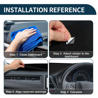 Dashboard Cover Mat for Toyota Hilux Gun125 (2017-2020) - Black 1 Set