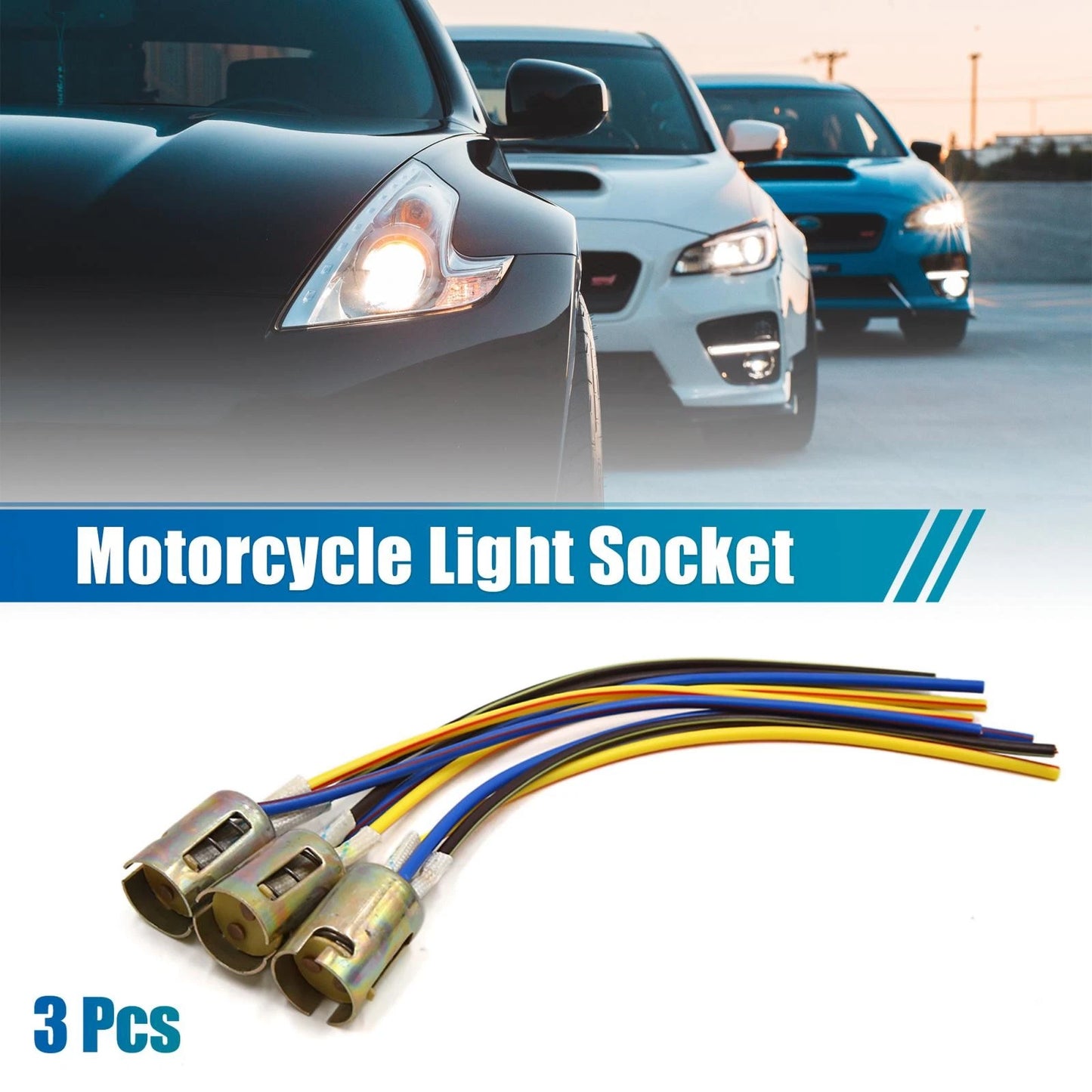 3 x Tail Light Bulb Extension Wire Harness Socket Connector for Motorcycle