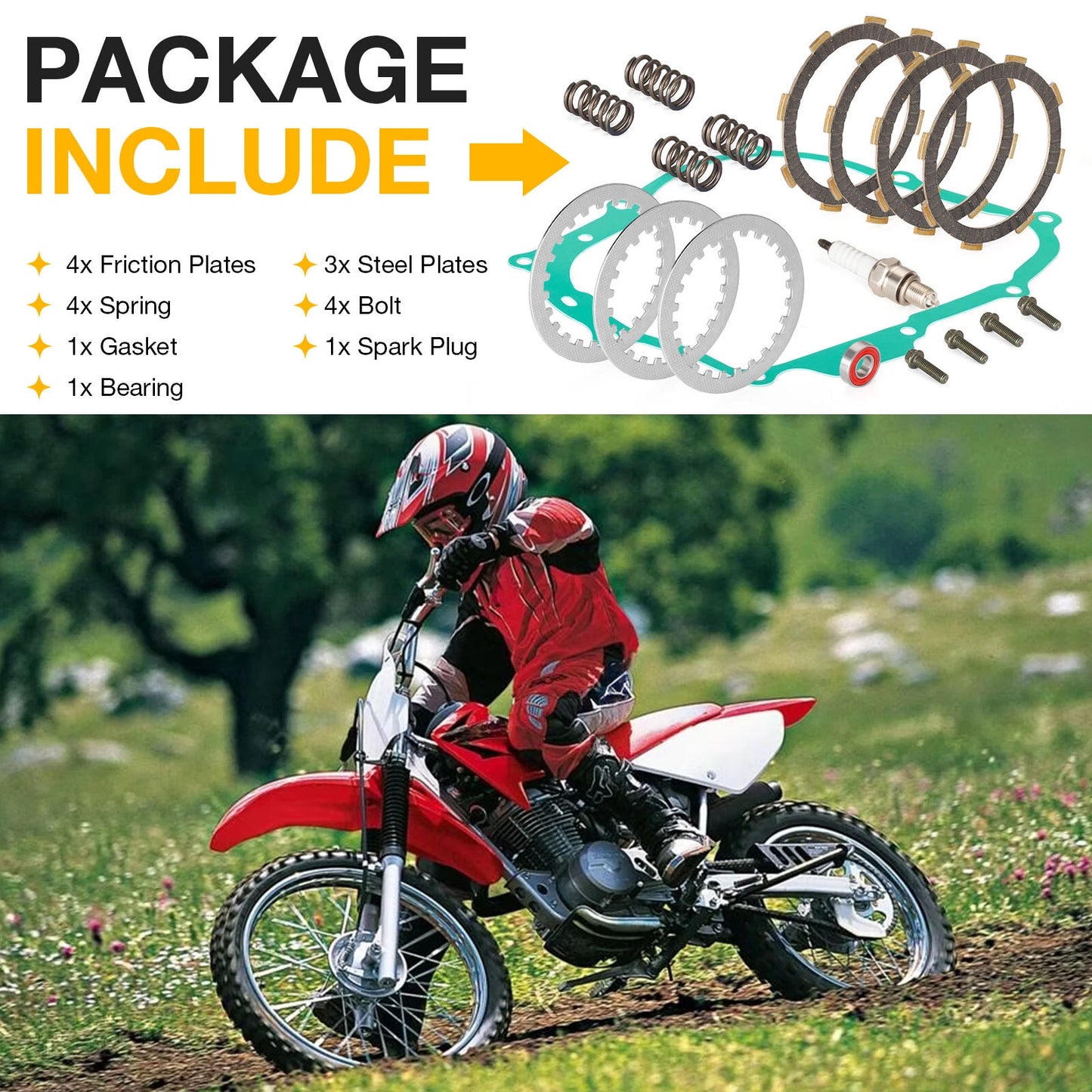 Heavy Duty Clutch Friction Plates Gasket Kit for Honda XR80R XR100R (1987–2003)