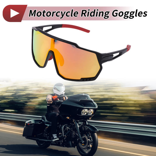 Goggles for Motorcycle Riding Red Black Tri-Acetyl Cellulos PC UV400