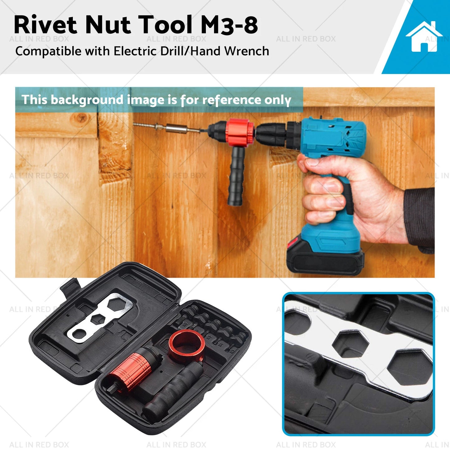 Nutsert Adapter Rivet Tool for M3-8 Electric Drill/Hand Wrench