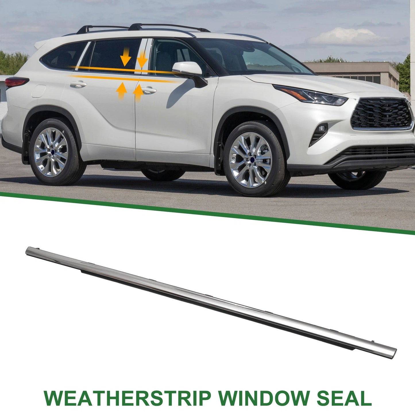 1pc Rear Left Weatherstrip Window Seal for Toyota HIGHLANDER (2015–2021)