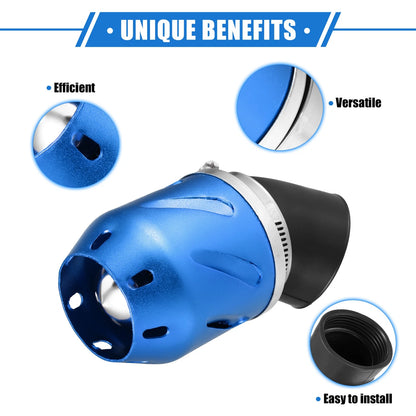 Air Filter 26/35/42/48mm ID 140x70mm Aluminum Blue for Universal Motorcycle