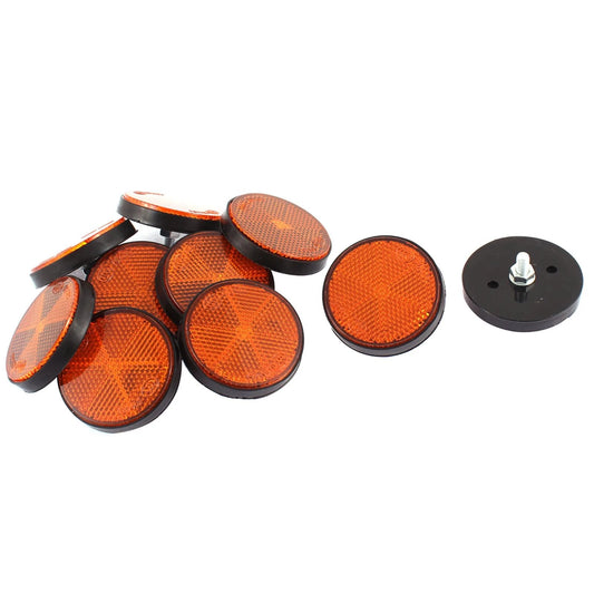 10 x 56mm Yellow Round Reflectors for Trailer, Motorcycle, Car, Caravan
