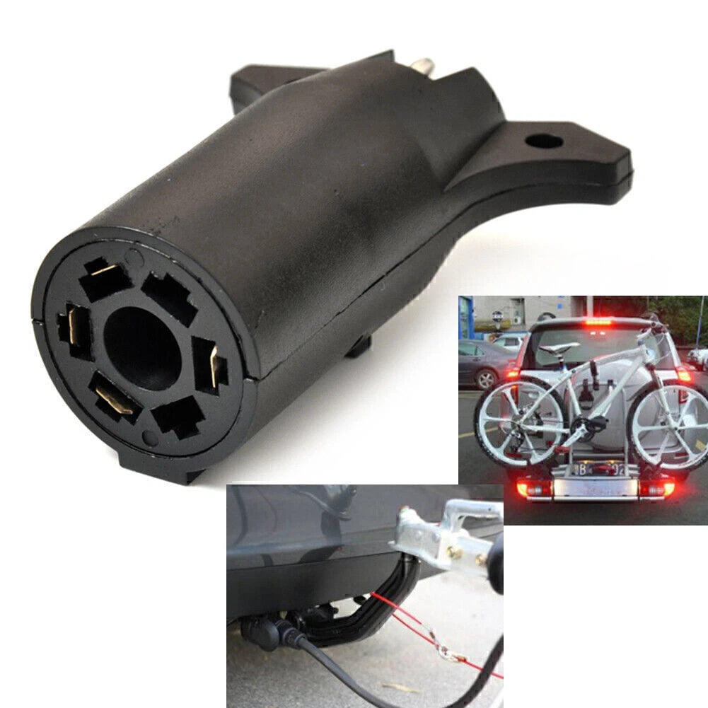 7 Way Round to 4 Pin Flat Trailer Light Adapter for RV - Boat Connector