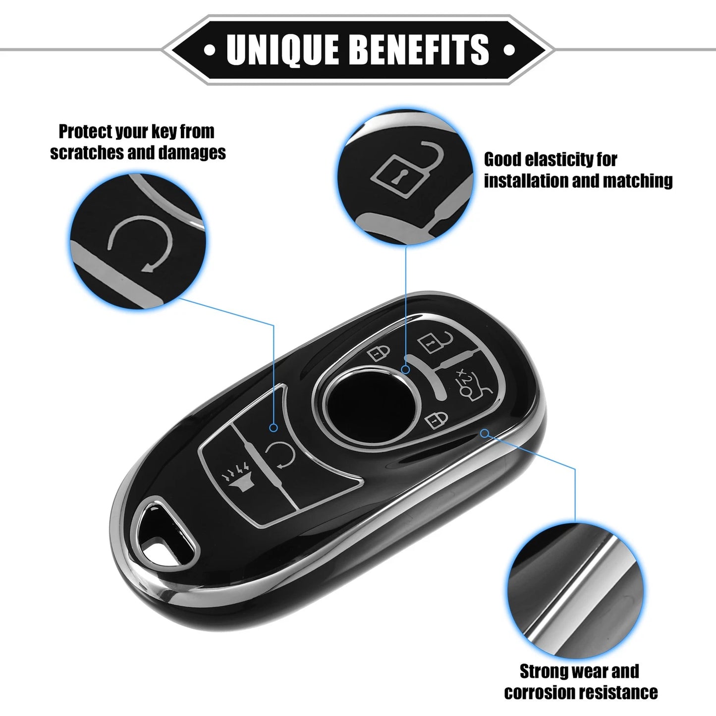 6 Button Remote Keyless Key Fob Case Cover for Buick Encore Enclave