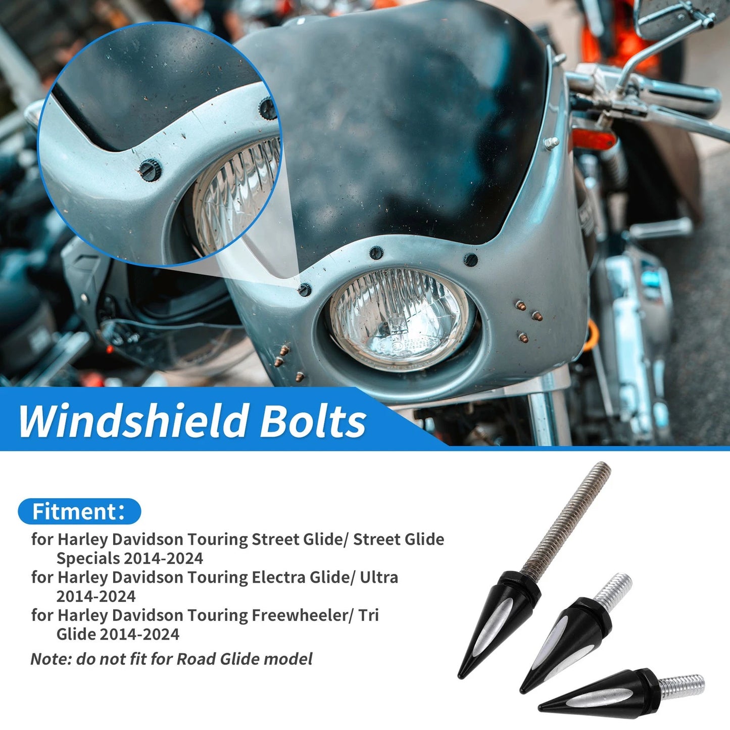 Windshield Bolts for Harley Davidson Touring Electra Glide/Ultra (2014–2024)