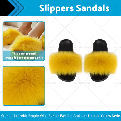Fur Flat Slippers Sandals for Women - Fluffy Flip Flops