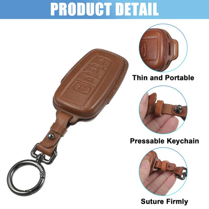 Car Key Fob Cover with Keychain Faux Leather for Toyota RAV4 Highlander (2019-2023)