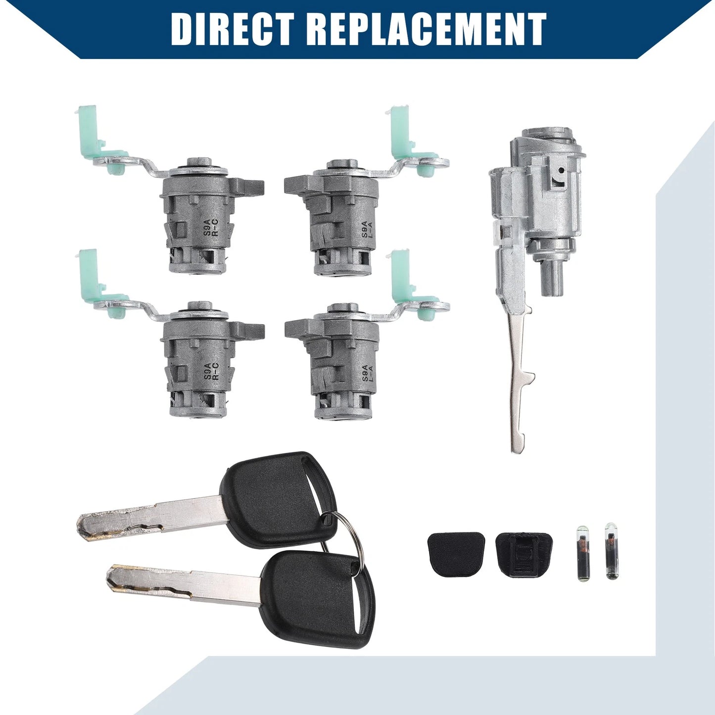 Ignition Switch Door Lock Cylinders Set for Honda (2001-2005)