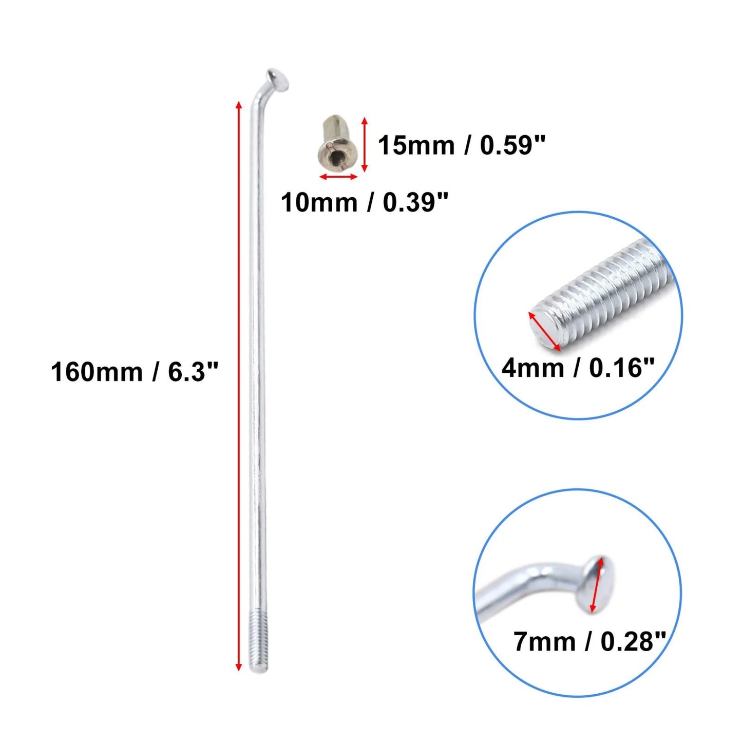 Wheel Spokes / 36pcs 4mm Dia 170mm Length / for Motorcycle