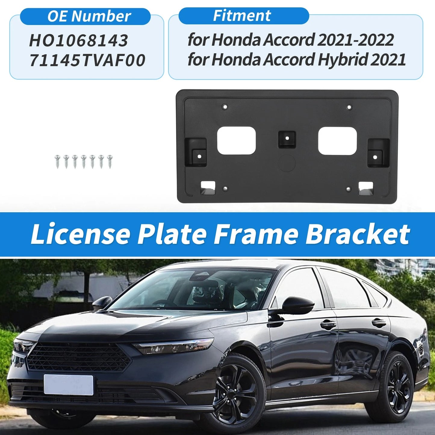 Front License Plate Bracket for Honda Accord (2021-2022) Black