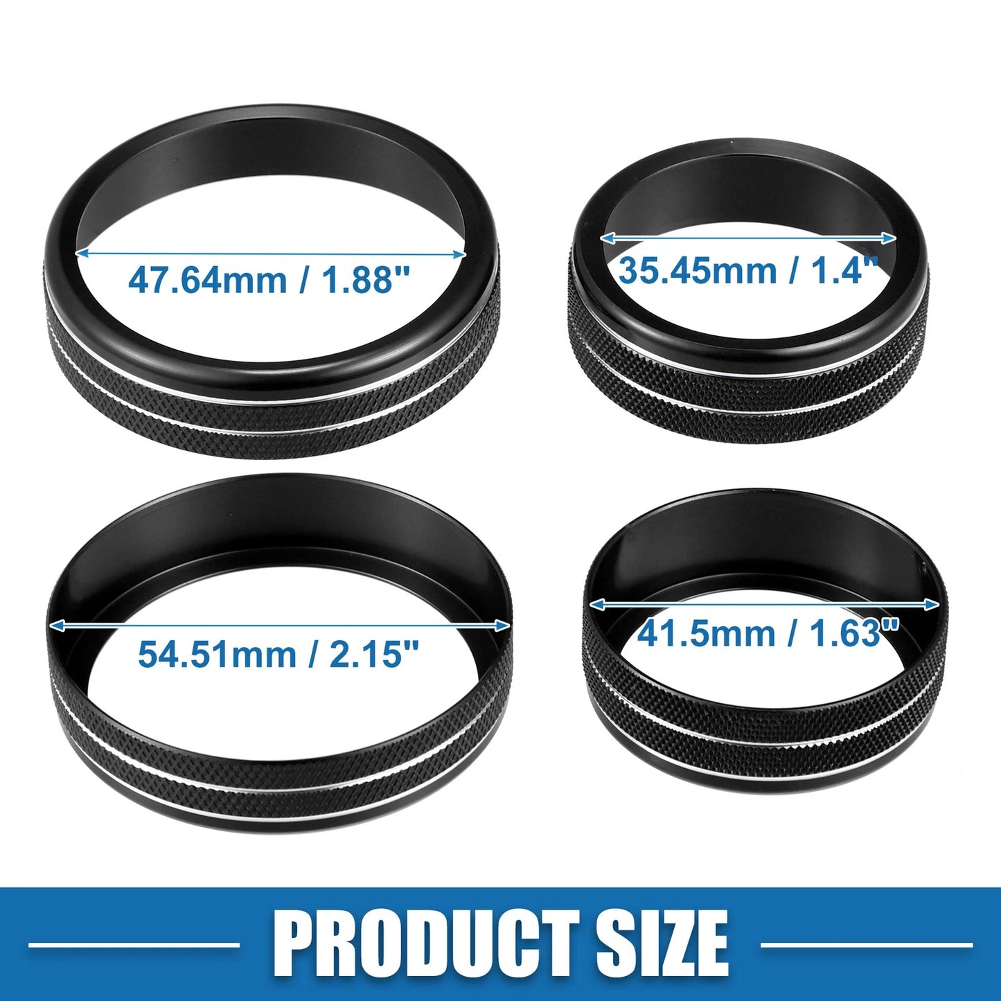 3 x Console AC 4WD Mode Switch Knob Rings for Nissan Rogue (2021-2022) Black