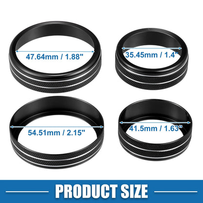 3 x Console AC 4WD Mode Switch Knob Rings for Nissan Rogue (2021-2022) Black
