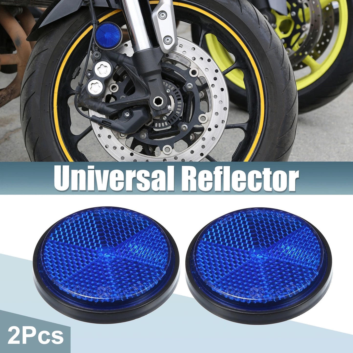2 x Universal Round Shape Reflectors for Motorcycle Garbage Cans Car Blue