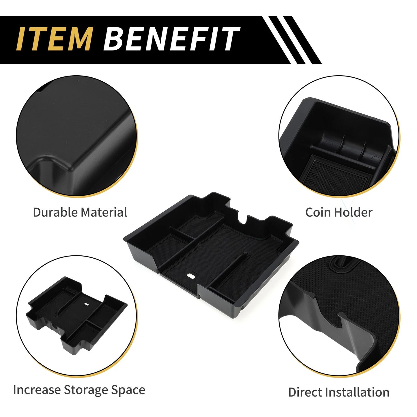 Center Console Organizer Tray for Chevy Silverado 1500 & GMC Black