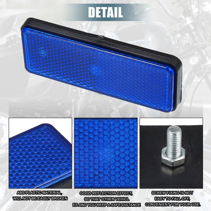 6 Pcs Universal Rectangle Reflectors for Motorcycle Garbage Cans Blue