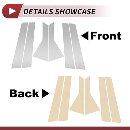 6 Pcs Door Pillar Window Trim for Ford Escape (2020-2023) Silver Tone