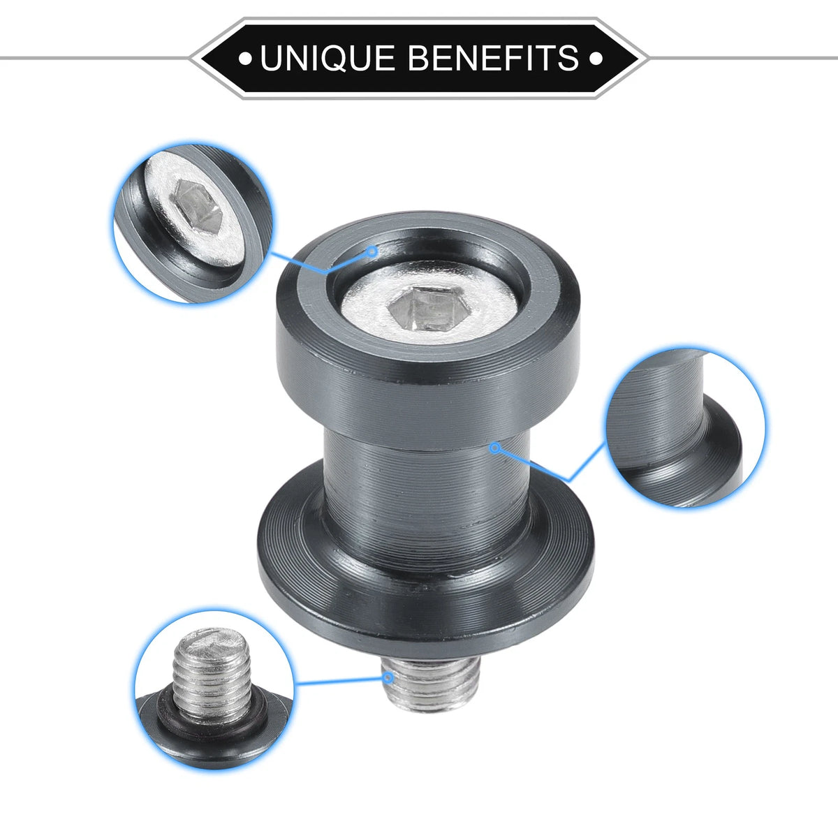 Pair 8mm CNC Swing Arm Spool Slider Stand Titanium Tone for Motorbike