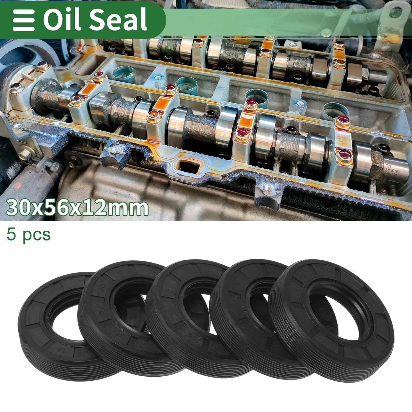 Oil Seal 30x56x12mm TG4 Lip Seal Ring Rotary Shaft Seal NBR Black 5 Pcs