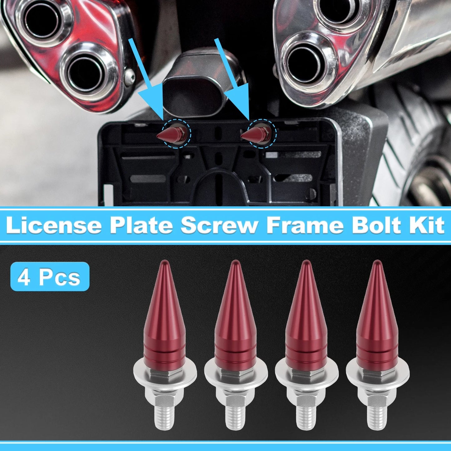 License Plate Screws Cover 5.4cm Red 4 x for Universal Motorcycle