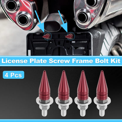 License Plate Screws Cover 5.4cm Red 4 x for Universal Motorcycle