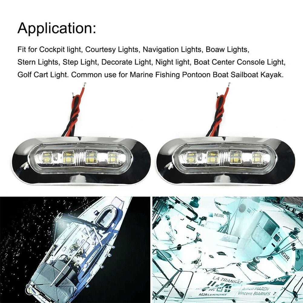 4x Marine Boat LED Courtesy Light Cabin Deck Stair White 12V-24V