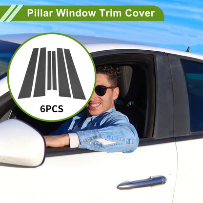 6 x Door Pillar Window Trim for BMW 5-Series Carbon Black (2004-2010)