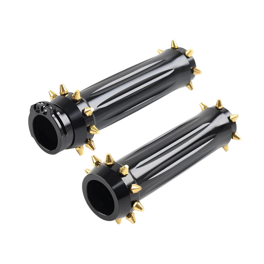 1'' Spikes Hand Grips for Harley Touring Dyna Softail  - Gold/Black