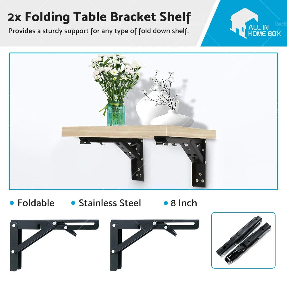 Heavy Duty 8" Stainless Steel Folding Table Brackets for Bench