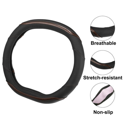 Steering Wheel Cover for Peugeot 4008 5008 New508 Faux Leather Black Coffee