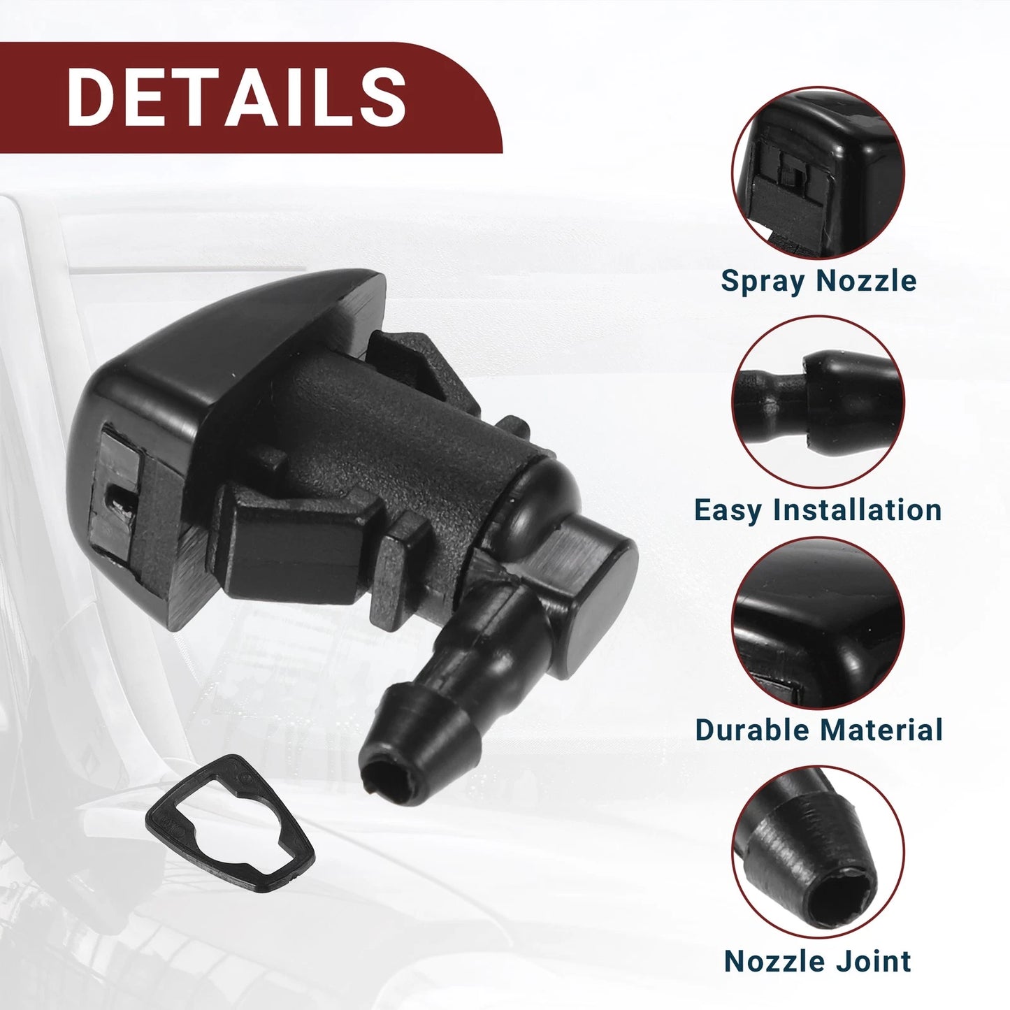 Windshield Washer Nozzle Set for Ford Edge (2015-2023) with Hose & Connectors