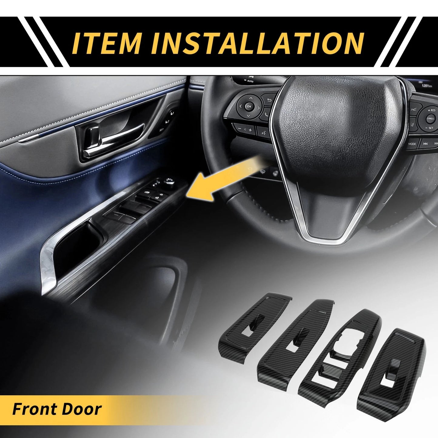 Carbon Fiber Front Door Window Switch Panel Set for Ford Ranger
