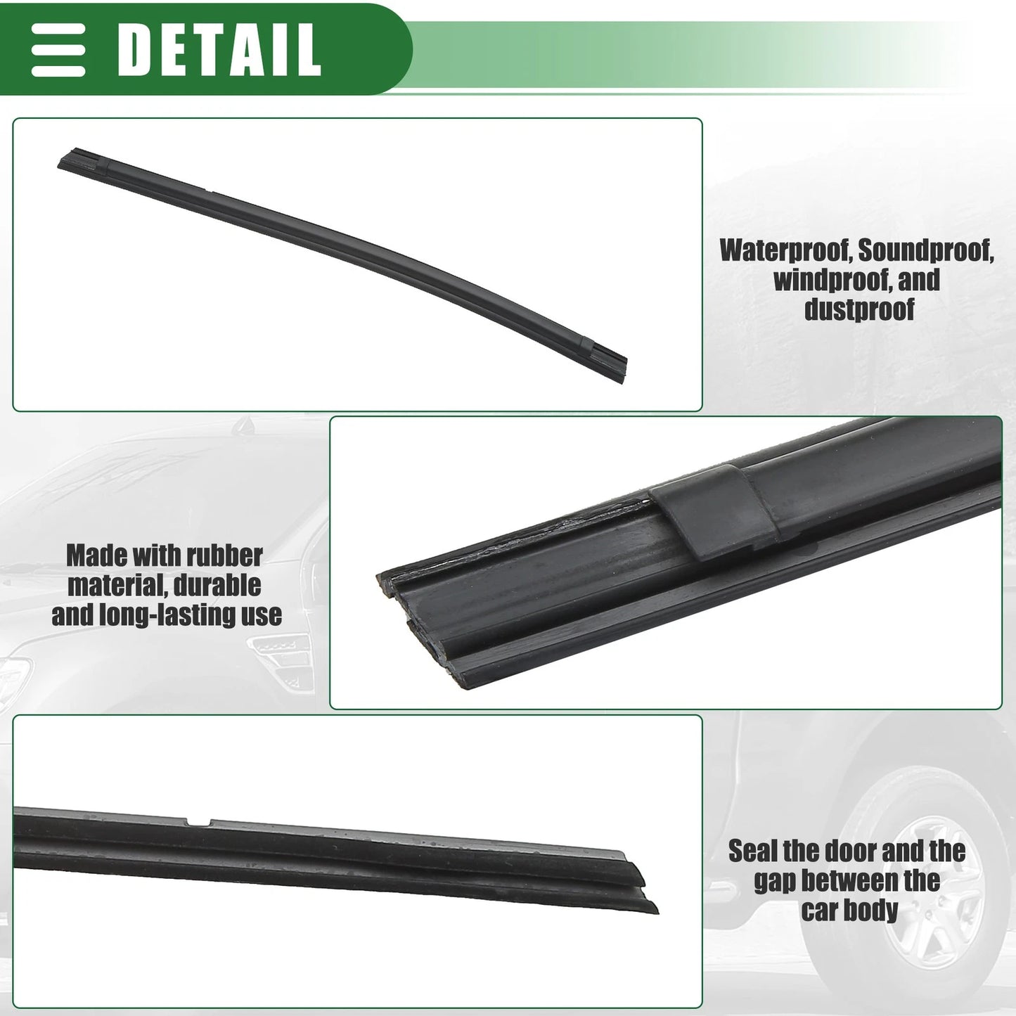 Rear Left Door Window Belt Weatherstrip for Toyota Tacoma (2005-2015) Black
