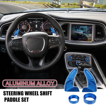 Blue Steering Paddle Shifter Cover Ring Trim AC Volume for Dodge Charger