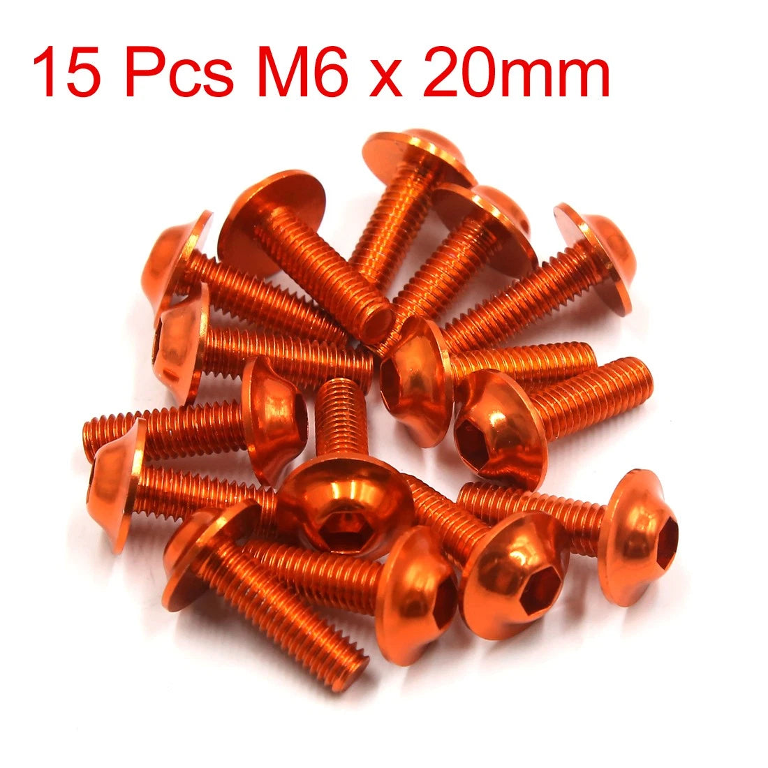 15 x Bolts / M6 x 20mm / Orange Hexagon License Plates Fairing for Motorcycle