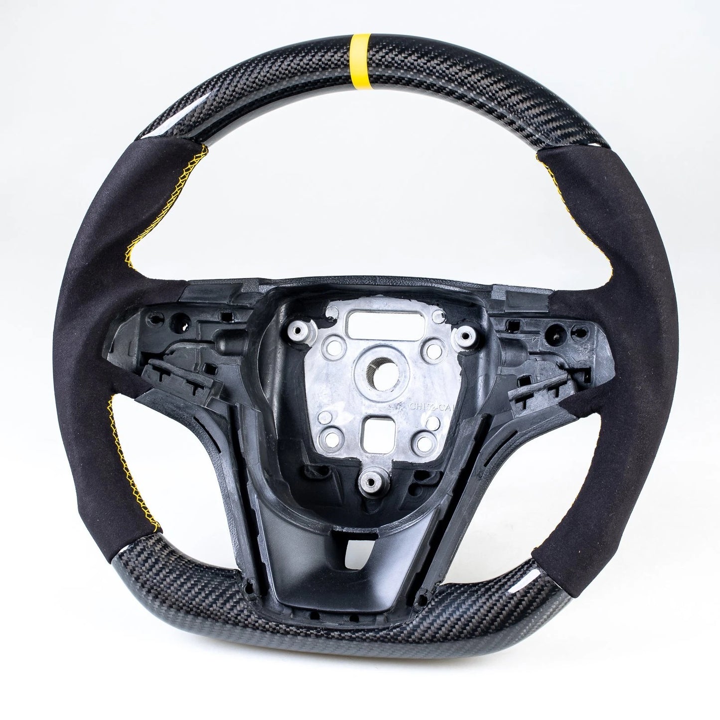 Carbon Flat Bottom Suede Yellow Steering Wheel for Chevrolet Camaro (2012-2015)