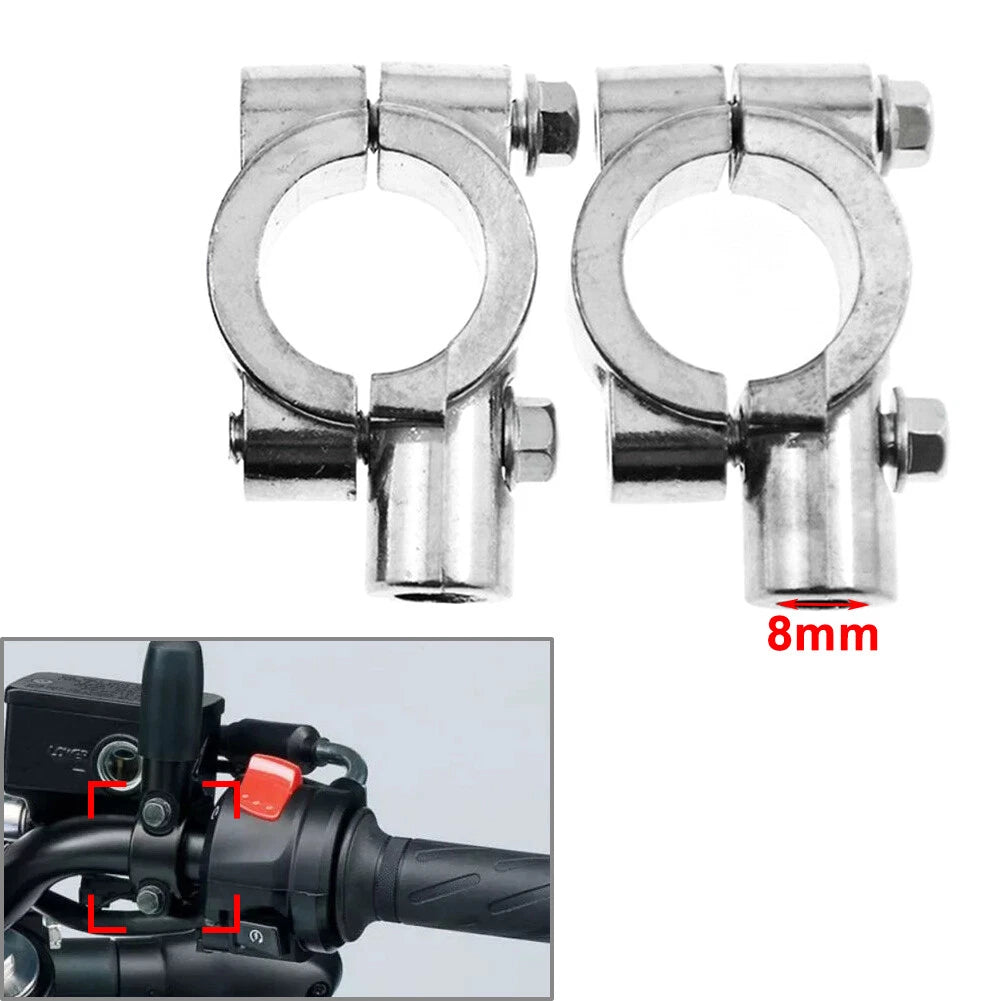 22MM M8 Chrome Motorcycle Handlebar Mirror Mount Clamp