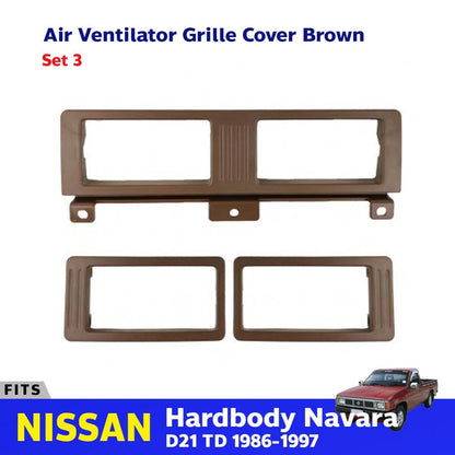 Side Air-Con Cover Trim Brown Set 3 Fits Nissan Hardbody Navara D21 UTE 1986-97