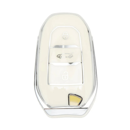 White Silver TPU Key Fob Shell Cover for Peugeot 308 (2007-2014)