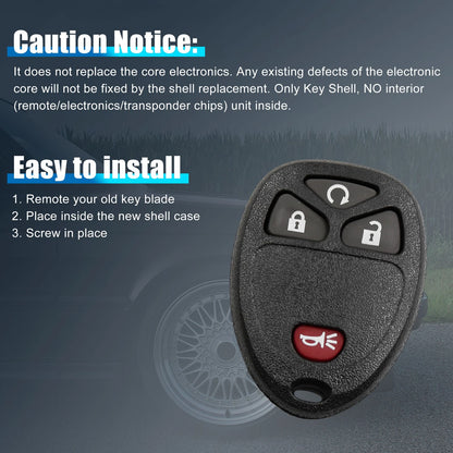 4-Key Button Key Fob Shell Case for Chevrolet HHR (2006-2011)
